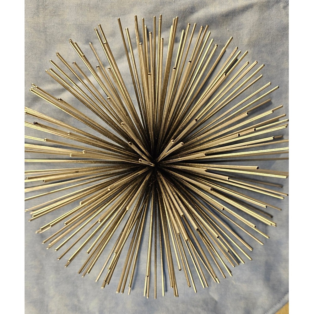 MCM Gold Metal Sea Urchin Sunburst Wall Art Tabletop Sculpture 7.5" Starburst